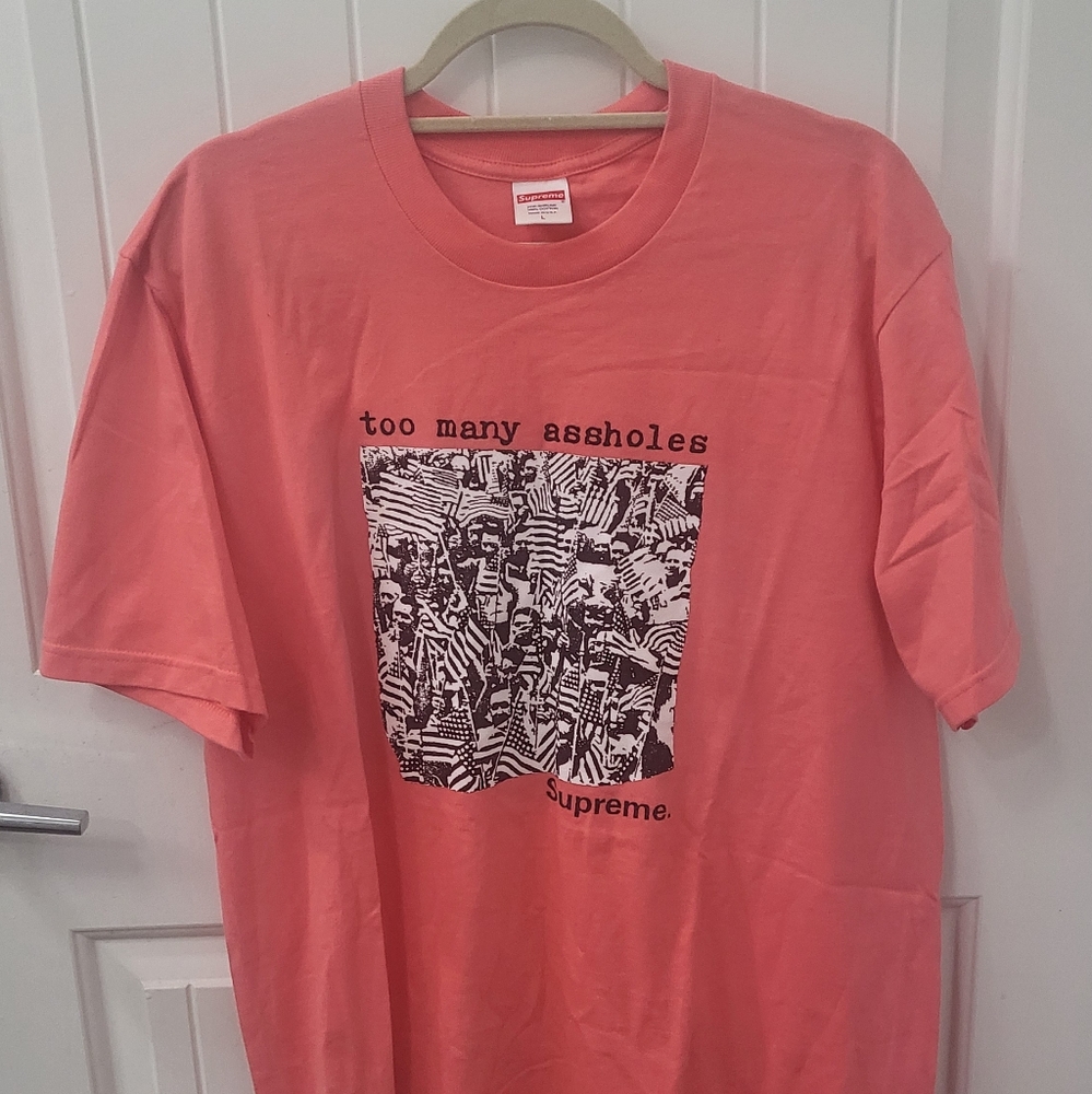 Supreme Coral Graphic Tee with Black and White Design